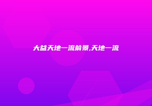 大益天地一流前景,天地一流