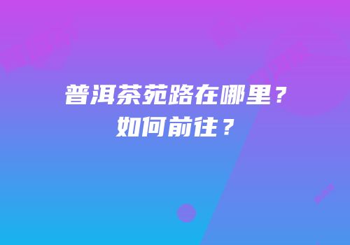 普洱茶苑路在哪里？如何前往？