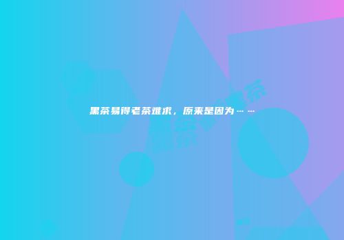 黑茶易得老茶难求，原来是因为……