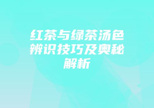 红茶与绿茶汤色辨识技巧及奥秘解析