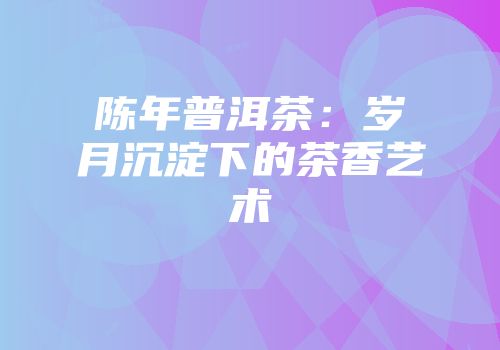 陈年普洱茶：岁月沉淀下的茶香艺术