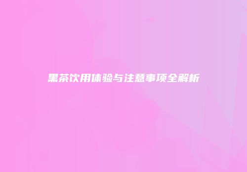 黑茶饮用体验与注意事项全解析