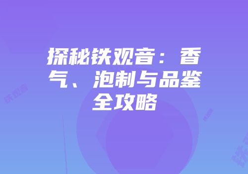 探秘铁观音：香气、泡制与品鉴全攻略