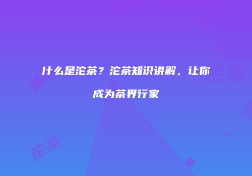 什么是沱茶？沱茶知识讲解，让你成为茶界行家