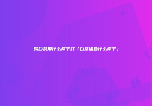 喝白茶用什么杯子好「白茶适合什么杯子」