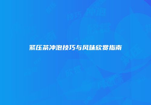 紧压茶冲泡技巧与风味欣赏指南