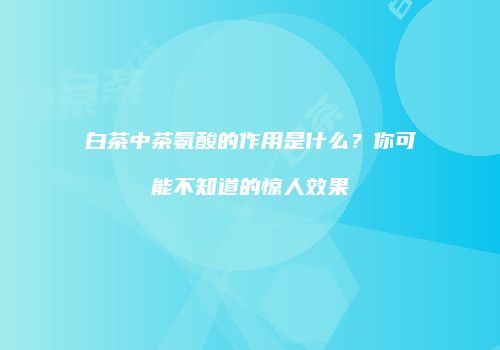 白茶中茶氨酸的作用是什么？你可能不知道的惊人效果