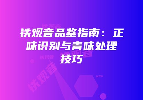 铁观音品鉴指南：正味识别与青味处理技巧