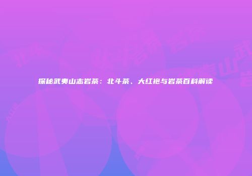 探秘武夷山志岩茶：北斗茶、大红袍与岩茶百科解读