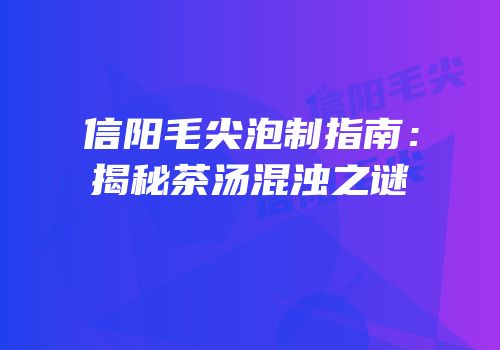 信阳毛尖泡制指南：揭秘茶汤混浊之谜