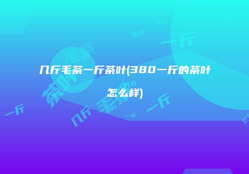 几斤毛茶一斤茶叶(380一斤的茶叶怎么样)
