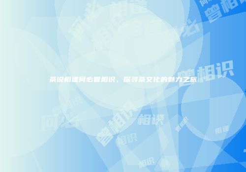 茶说相逢何必曾相识，探寻茶文化的魅力之旅