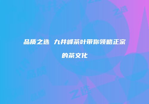 品质之选 九井峰茶叶带你领略正宗的茶文化