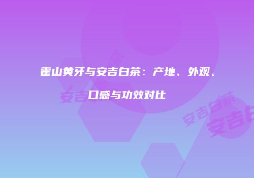 霍山黄牙与安吉白茶：产地、外观、口感与功效对比