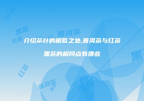 介绍茶叶的相似之处,普洱茶与红茶黑茶的相同点有哪些