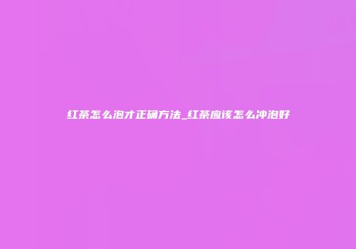 红茶怎么泡才正确方法_红茶应该怎么冲泡好