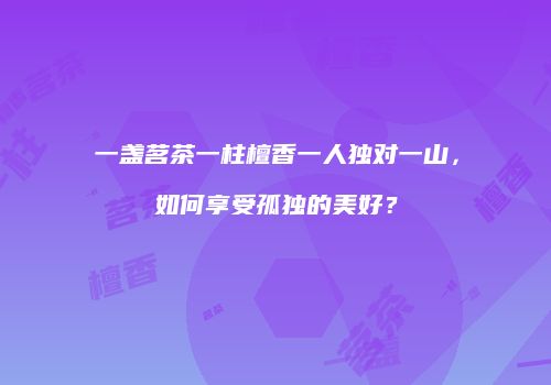 一盏茗茶一柱檀香一人独对一山，如何享受孤独的美好？