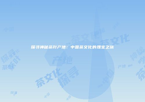 探寻神秘茶叶产地：中国茶文化的瑰宝之旅