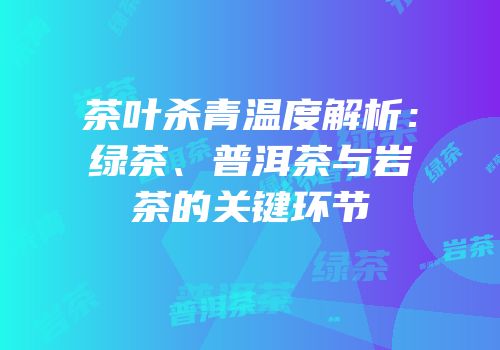茶叶杀青温度解析：绿茶、普洱茶与岩茶的关键环节