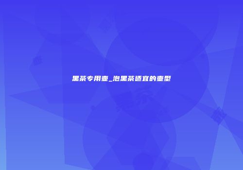 黑茶专用壶_泡黑茶适宜的壶型