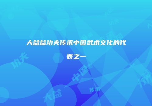 大益益功夫传承中国武术文化的代表之一