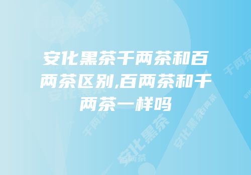 安化黑茶千两茶和百两茶区别,百两茶和千两茶一样吗