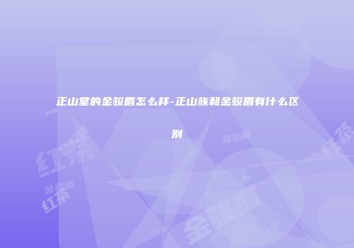 正山堂的金骏眉怎么样-正山族和金骏眉有什么区别