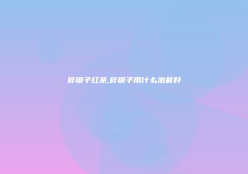 碎银子红茶,碎银子用什么泡最好