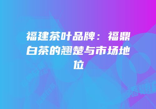 福建茶叶品牌：福鼎白茶的翘楚与市场地位