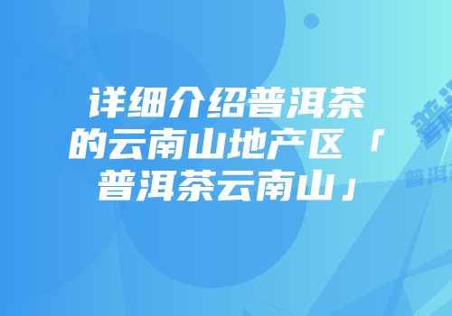 详细介绍普洱茶的云南山地产区「普洱茶云南山」
