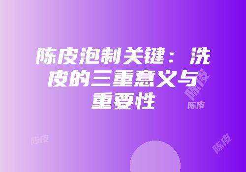 陈皮泡制关键：洗皮的三重意义与重要性