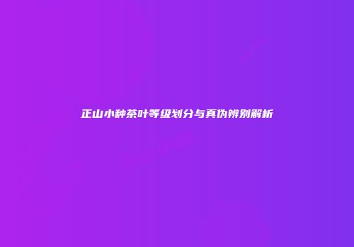 正山小种茶叶等级划分与真伪辨别解析