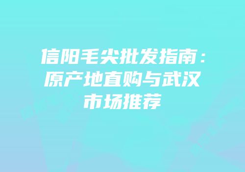 信阳毛尖批发指南：原产地直购与武汉市场推荐