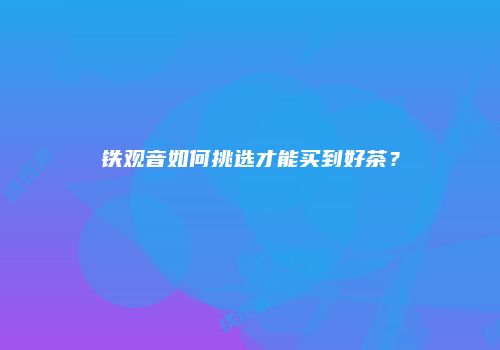 铁观音如何挑选才能买到好茶？