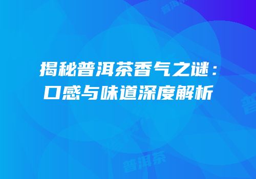 揭秘普洱茶香气之谜：口感与味道深度解析