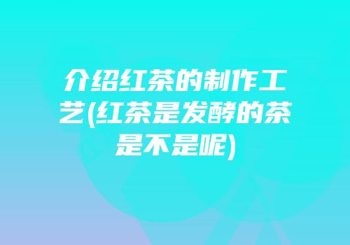 介绍红茶的制作工艺(红茶是发酵的茶是不是呢)