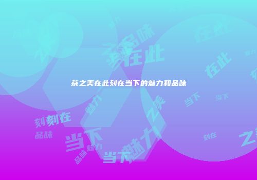 茶之美在此刻在当下的魅力和品味