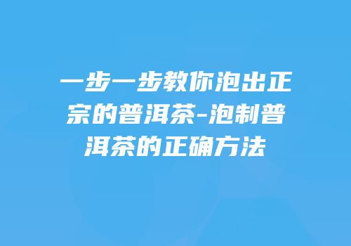 一步一步教你泡出正宗的普洱茶-泡制普洱茶的正确方法