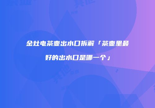 金灶电茶壶出水口拆解「茶壶里最好的出水口是哪一个」