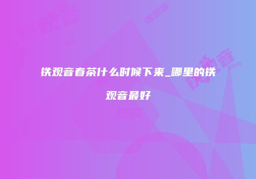 铁观音春茶什么时候下来_哪里的铁观音最好