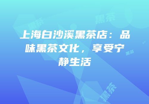 上海白沙溪黑茶店：品味黑茶文化，享受宁静生活
