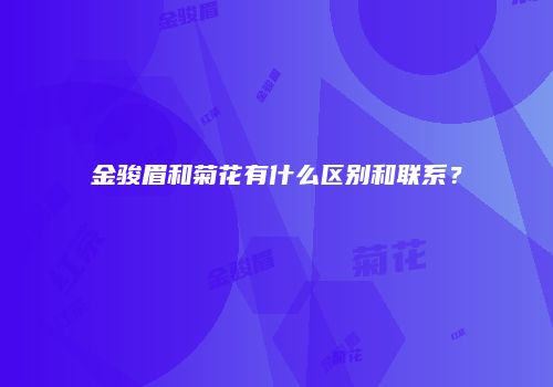 金骏眉和菊花有什么区别和联系？