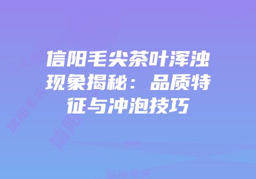 信阳毛尖茶叶浑浊现象揭秘：品质特征与冲泡技巧