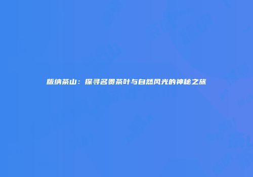 版纳茶山：探寻名贵茶叶与自然风光的神秘之旅