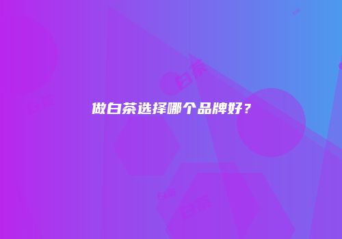 做白茶选择哪个品牌好？