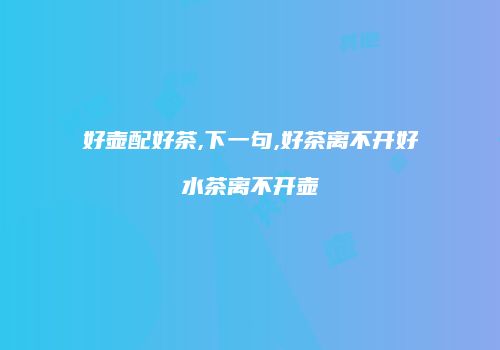 好壶配好茶,下一句,好茶离不开好水茶离不开壶