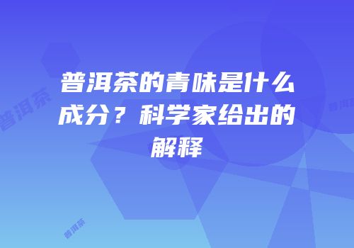 普洱茶的青味是什么成分？科学家给出的解释