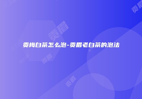 贡梅白茶怎么泡-贡眉老白茶的泡法