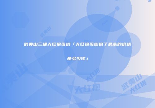武夷山三棵大红袍母树「大红袍母树拍了最高的价格是多少钱」