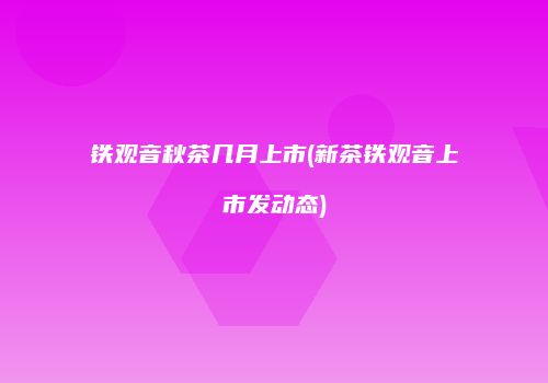 铁观音秋茶几月上市(新茶铁观音上市发动态)